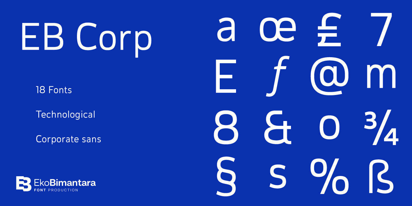 Ejemplo de fuente EB Corp SemiBold Oblique